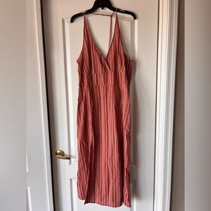 Roxy NWT Halter Racerback long Dress striped orange | Size XL
